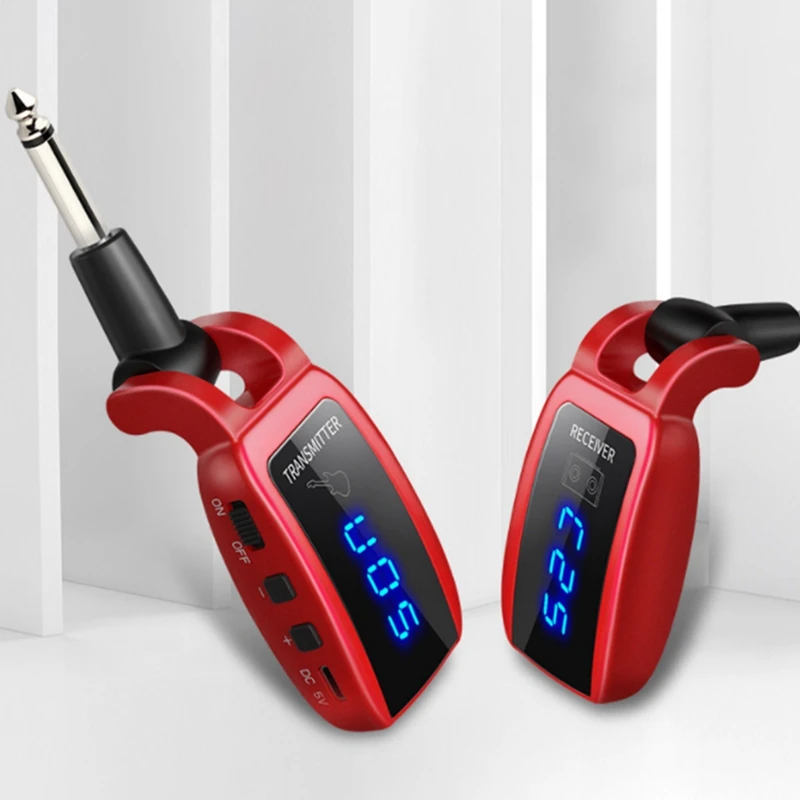 

UHF Wireless Guitar Transmitter Receiver System Built-in Rechargeable Battery 164 Feet Audio Transmitter