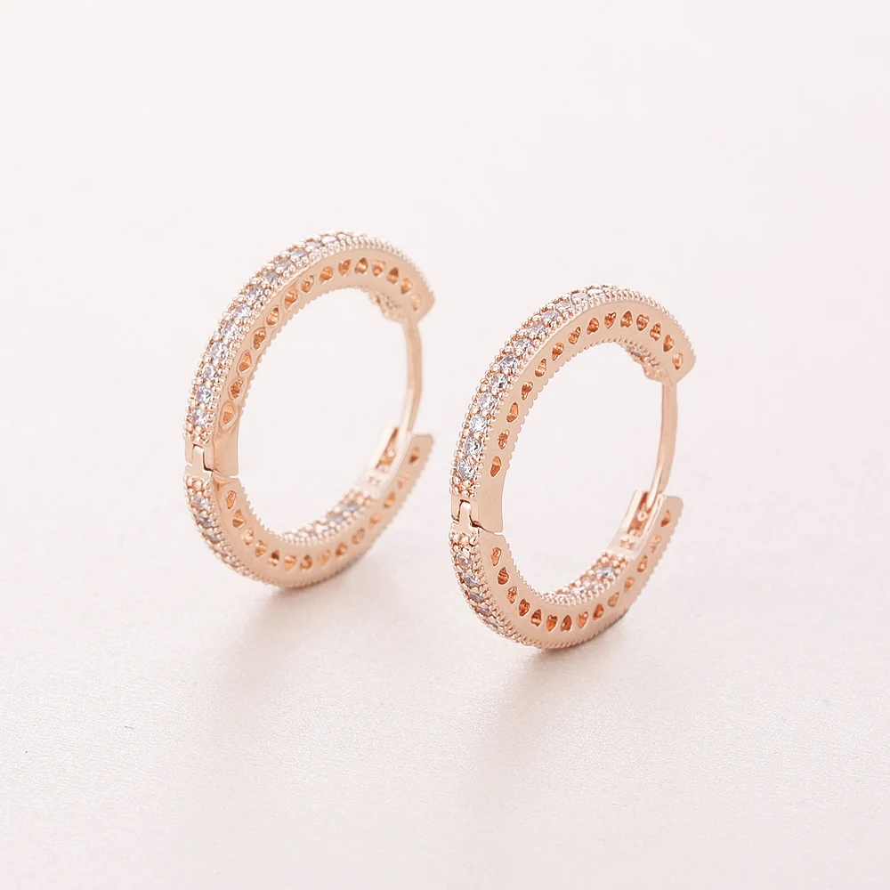 Ювелирные изделия из розового золота серьги кольца в форме сердца с