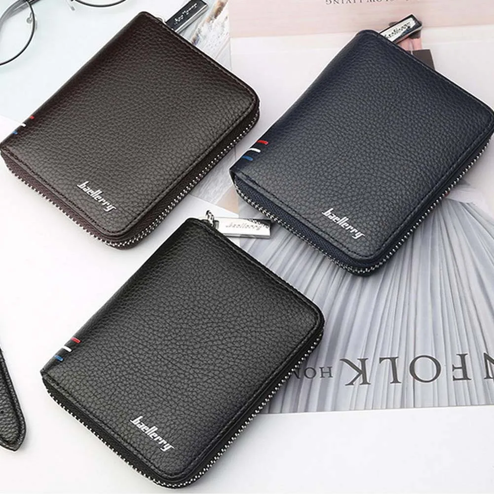 Мужской кошелек из искусственной кожи на молнии складной держатель для карт