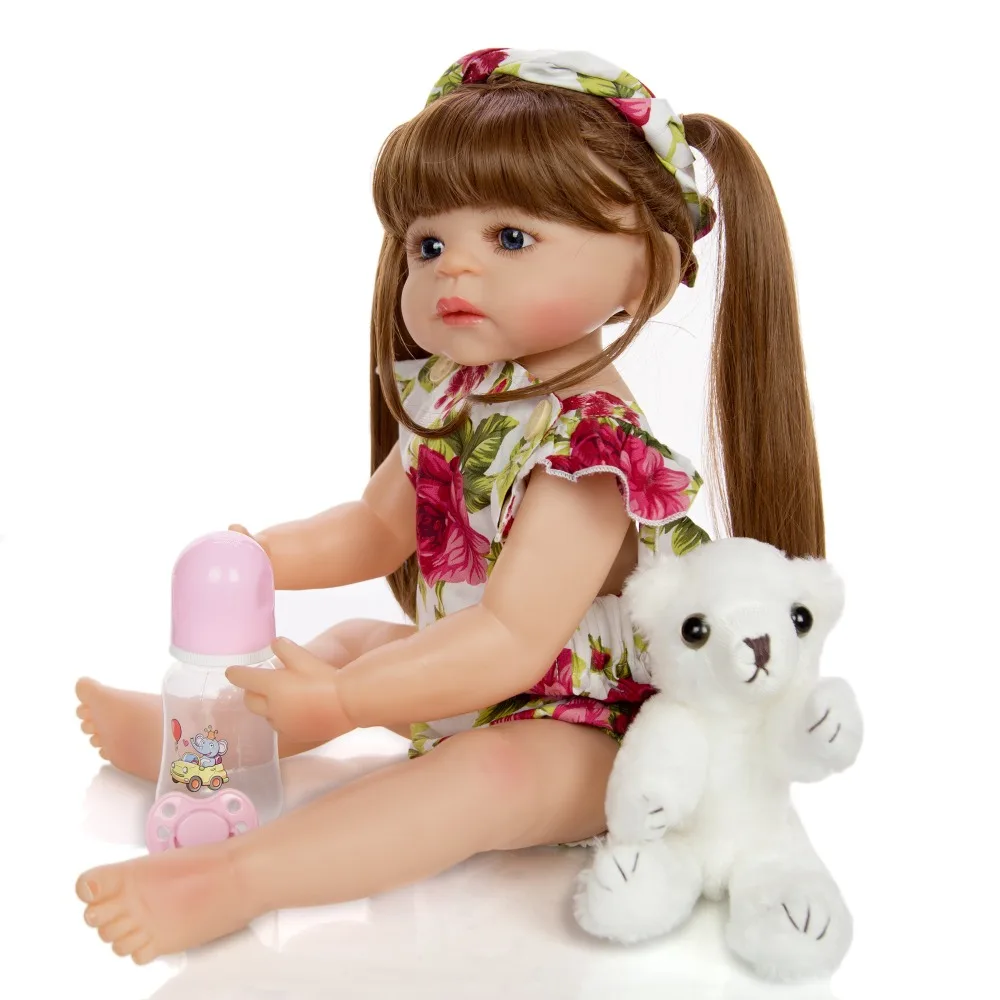 Bebe reborn baby girl doll 55 см corpo de silicone inteiro виниловые куклы для малышей игрушки купания |