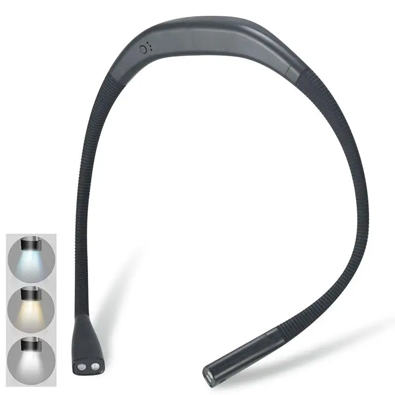 

LED Neck Hung Light Hands-Free Rechargeable Bendable Night Reading Book Lamp With 3 Levels Brightness For Camping Repairing