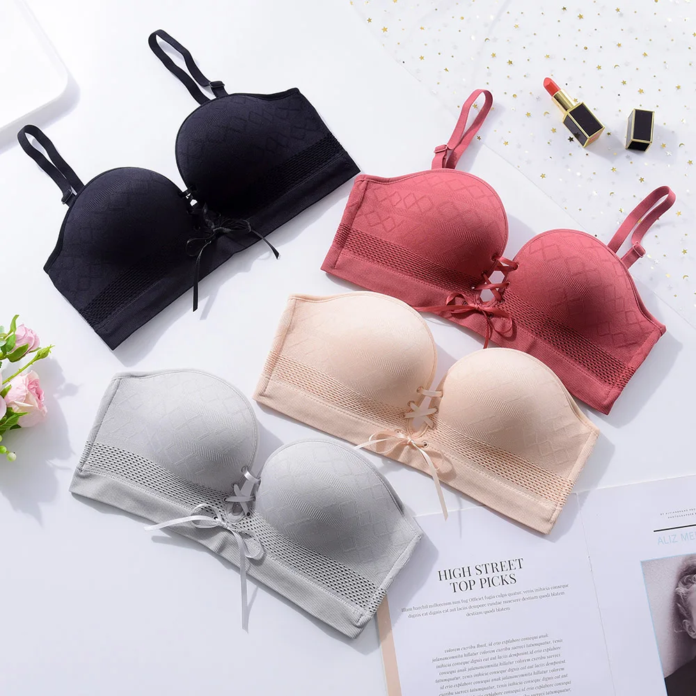 

Sexy Push Up Women Bra For Adjusting Chest Lingerie Soft Steel Free Wireless Brassiere Detachable Shoulder Strap Underwear Top