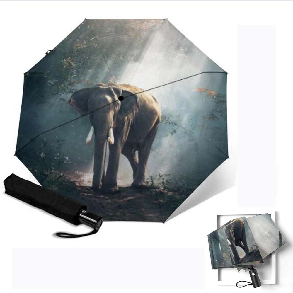 Складной автоматический зонт с изображением слона зонтики защитой от ветра