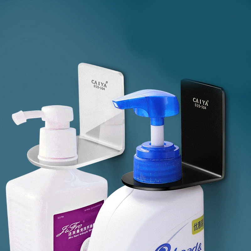 

1PC Smooth Stainless Steel Strong Adhesive Hook Shower Gel Rack Holder Kitchen Bathroom Wall 6.9x6.6x5.3cm