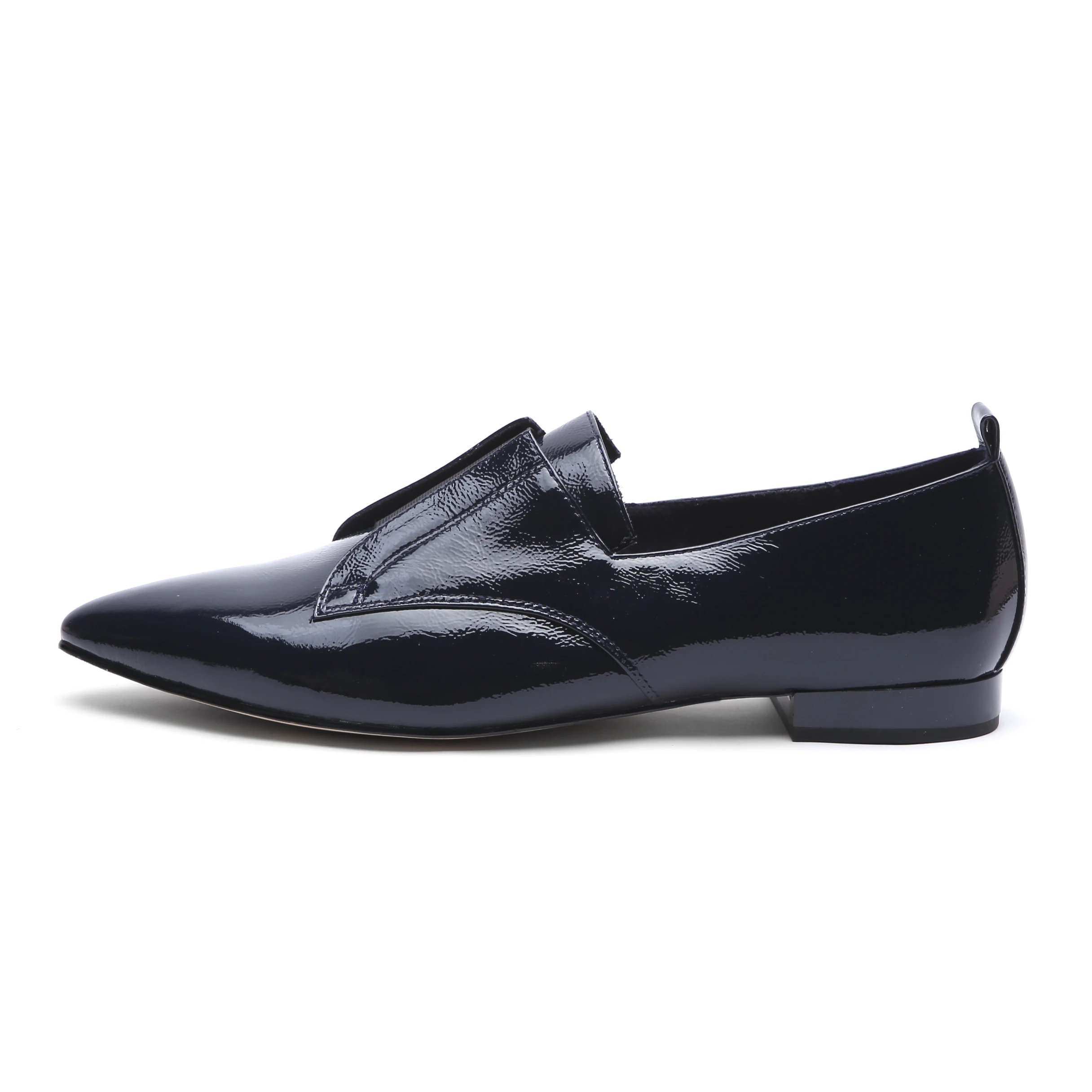 Новые кожаные лакированные туфли Tanariya Королевского синего цвета с острым носком