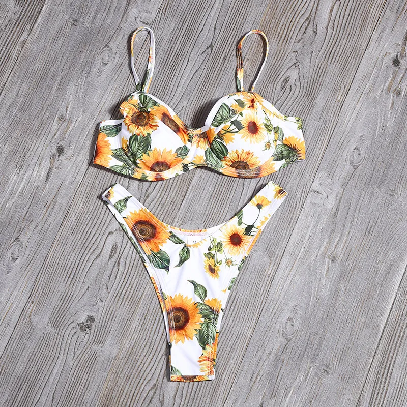 Сексуальный женский купальник Женский винтажный Цельный с цветочным принтом