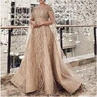 Элегантное блестящее платье-трапеция для выпускного вечера с накидкой и блестками, кружевные Длинные вечерние платья цвета шампанского, официальные платья