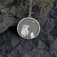 fox necklace silver color star gazing starry sky pendant necklaces fashion women jewelry party statement necklace gifts