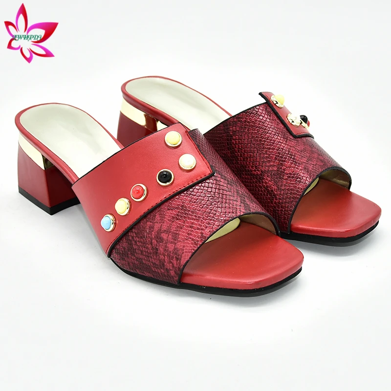 

2020 African Party Shoes without Matching Bag for Women Ladies Italian Design Shoes Red Color PU Leather Good Quality Shoes