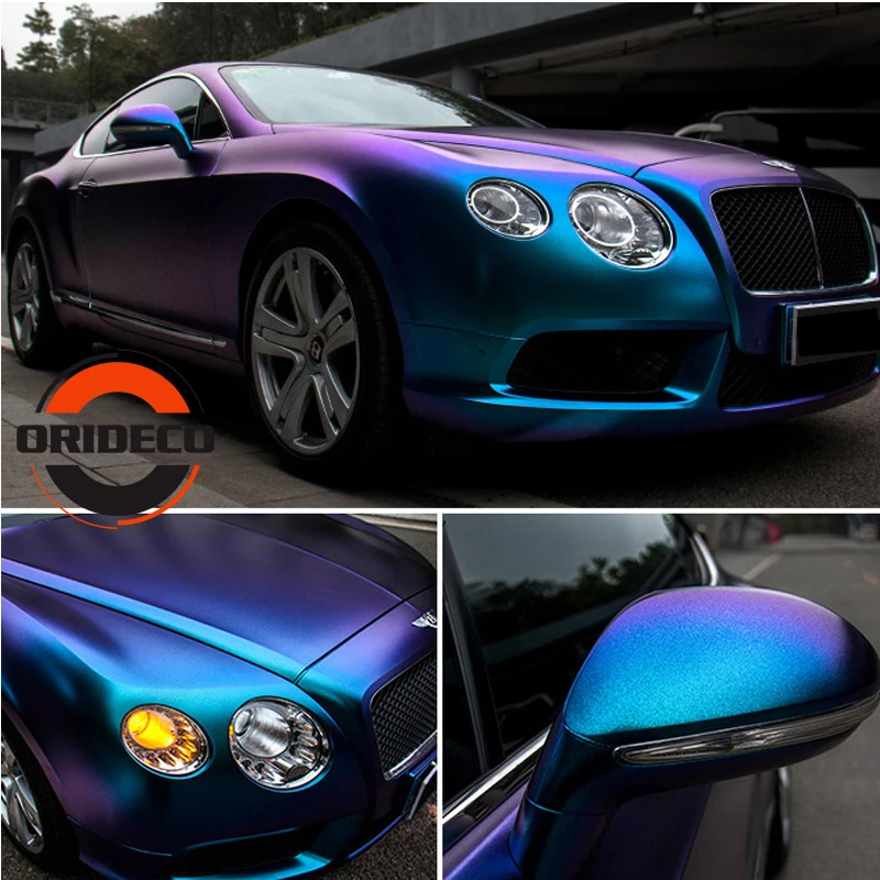 1 64 фута ширина Премиум жемчужный матовый винил Хамелеон фиолетового и синего