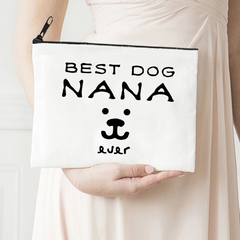 

Лучшая собака Нана, косметичка, холщовая многоразовая сумка для губной помады, дорожные сумки для туалетных принадлежностей, милая Повседн...