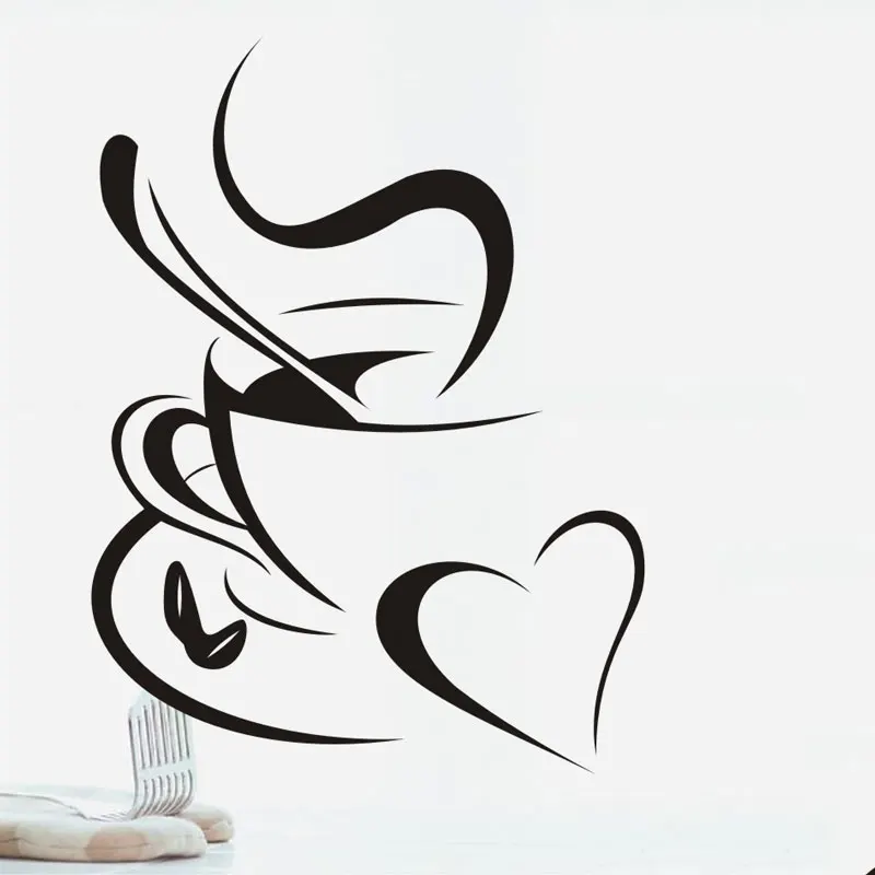 Съемная Наклейка на стену с изображением чашечки кофе виниловая наклейка Кафе