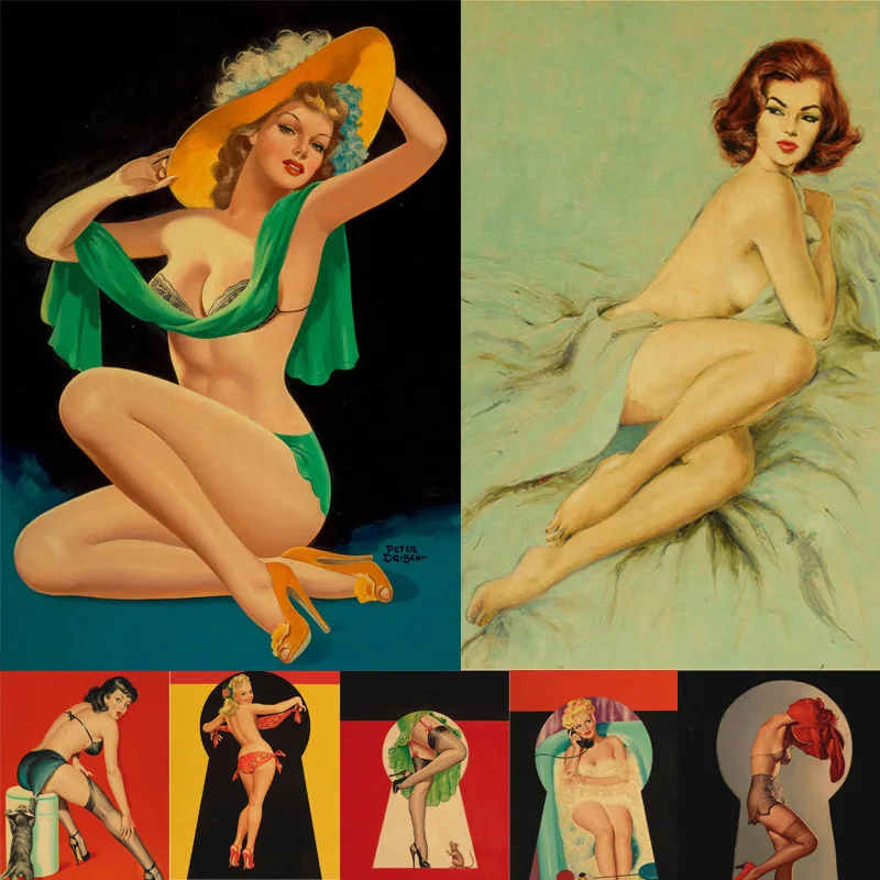 

Poster stickers New World War II Sexy Pin up Girl Vintege Art Home Room Wall Painting and Prints Art Wall Decor Decal