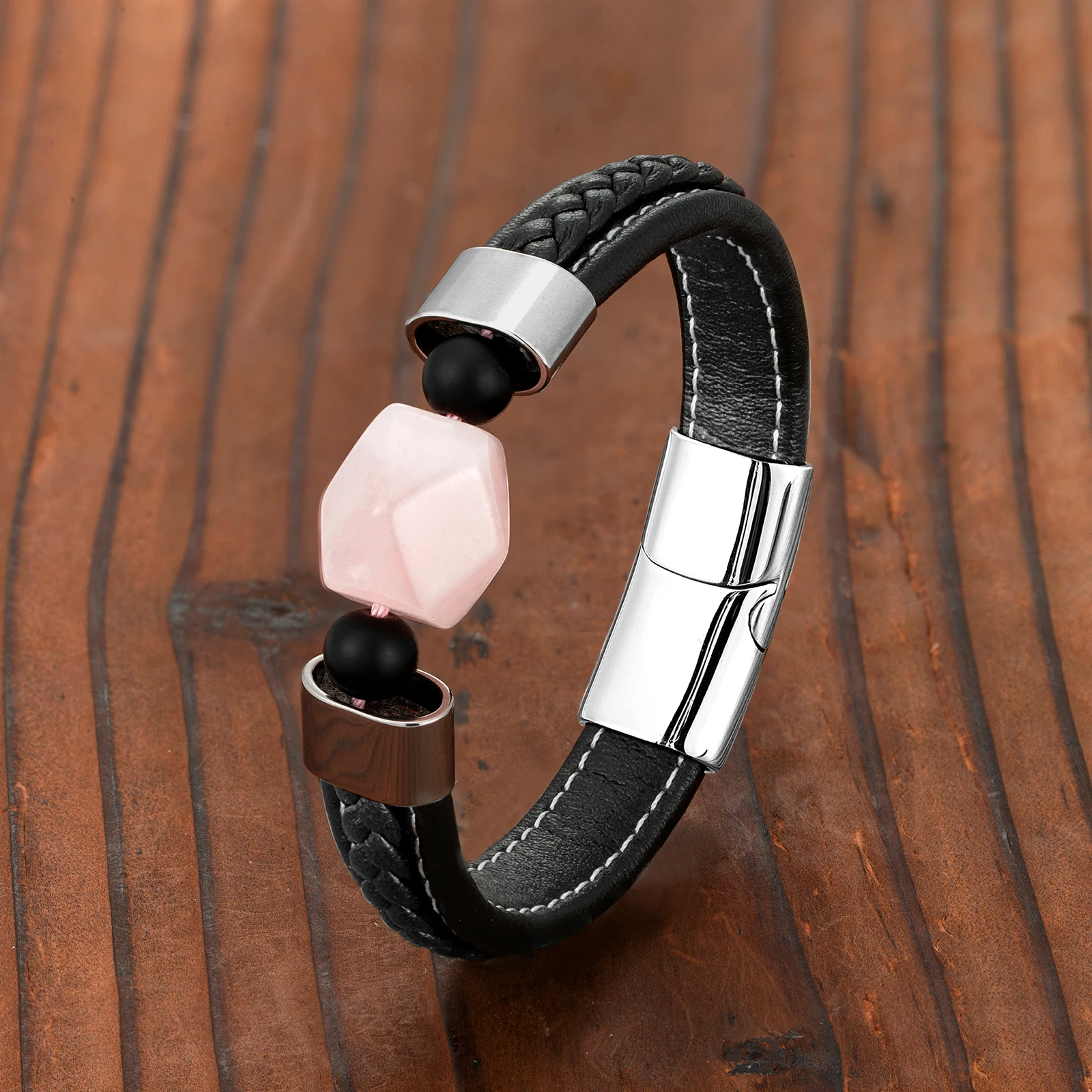 Элегантный и модный бриллиантовый натуральный розовый кристалл для мужчин