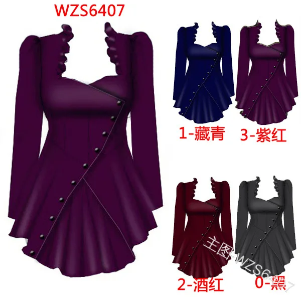 

Women Slim Steampunk Shirt Long Sleeve Top Vintage Irregular Tunic Blouse Plus Size Palace Shirt S-5XL casual
