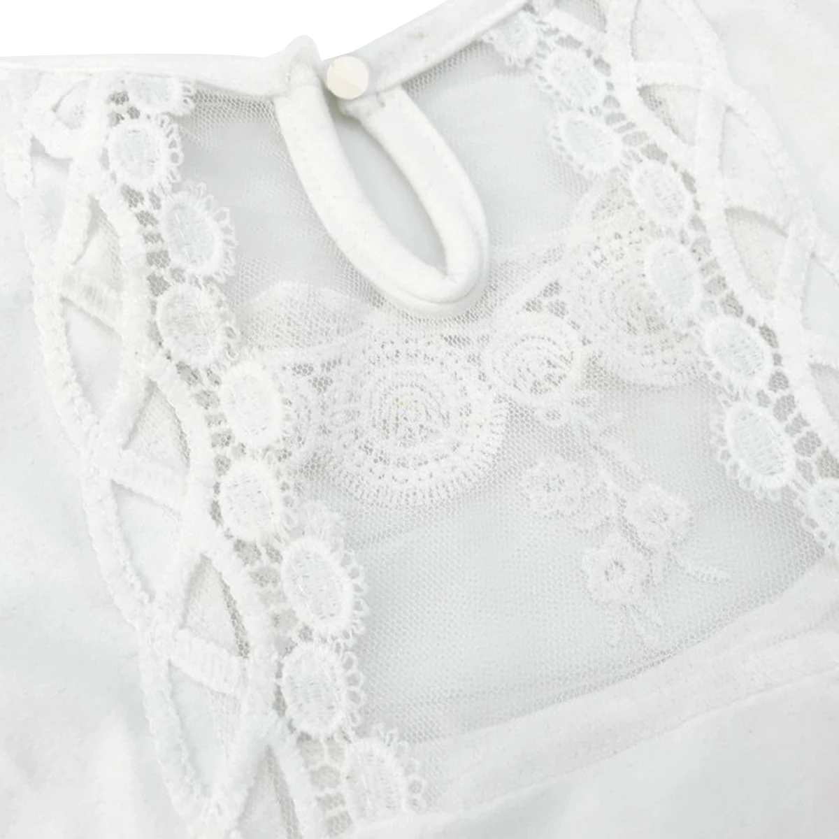 

Women Fashion See Through Shirts Blouse Clothes White Floral Sleeveless Tank Top