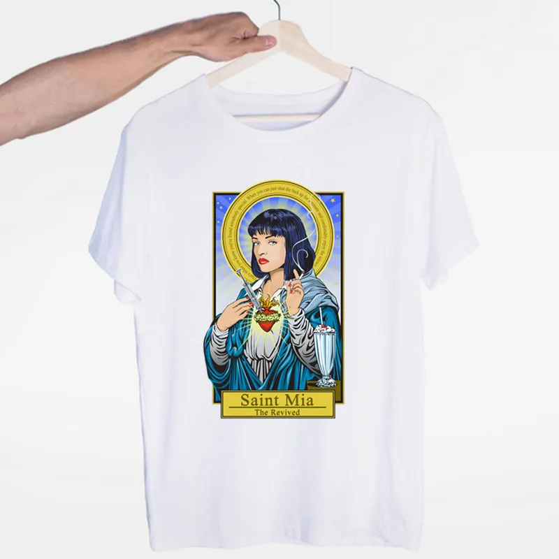 

Fashion Men T-shirt Cool Funny Casual Tops & Tees Men's Film Movie Pulp Fiction Mia Django John Travolta Fashion T Shirt