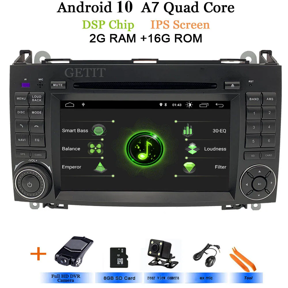 Android 10 2din Авто Радио DVD мультимедиа для Mercedes Benz B200 A B класс W169 W245 Viano Vito W639 Sprinter W906 wifi gps - Цвет: DSP-IPS 2G-Rear Cam