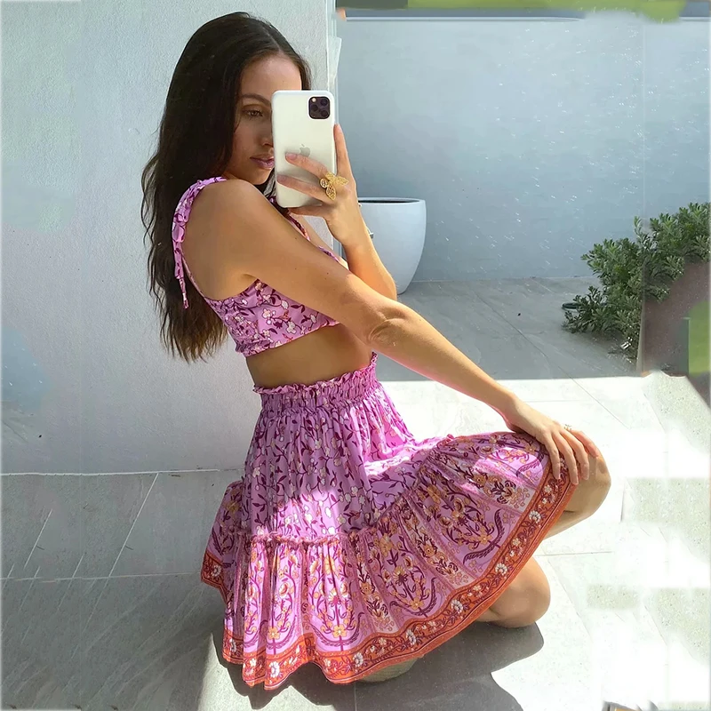 Комплект летнего платья Foridol в стиле бохо пикантное пляжное мини платье костюмы