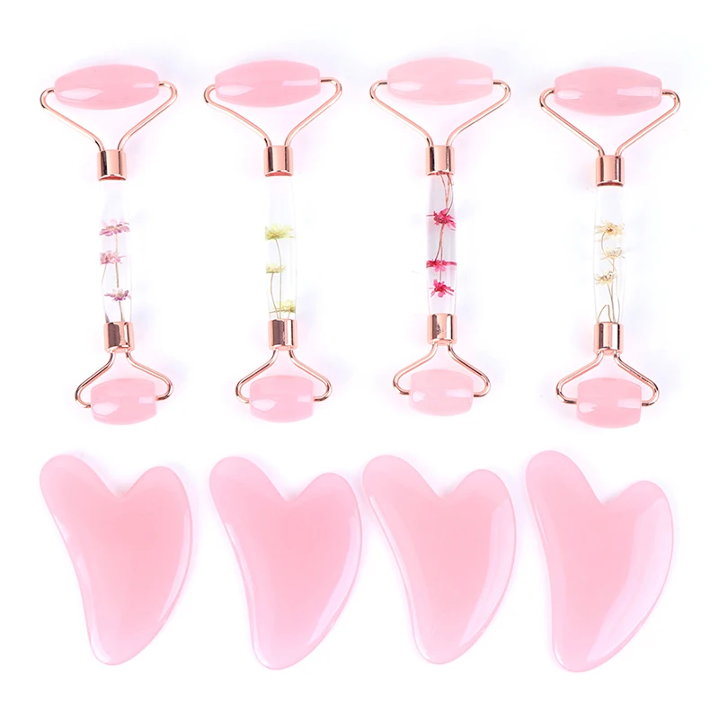 

Natural Jade Roller Kit Beauty Massager For Face Double Heads Massage Roller Facial Lifting Body Slimming Massager