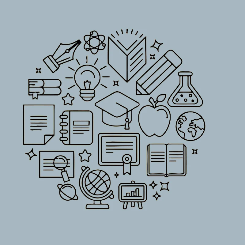 Наклейка на стену школьные принадлежности Виниловая наклейка обучающая