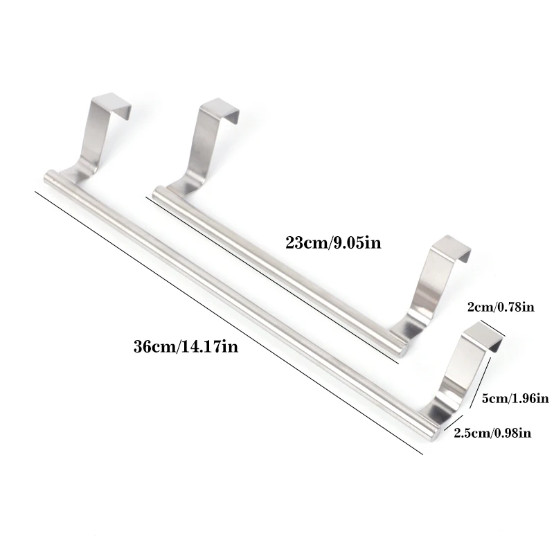 

1pc Stainless Steel Bathroom Towel Stand Rack Kitchen Cupboard Hanger Cabinet Door Chest Hanging Sundries Storage Shelf