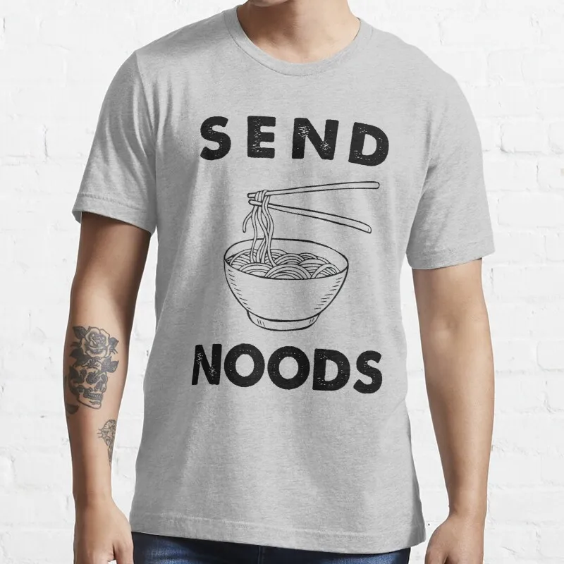 

Новая забавная Хлопковая мужская футболка отправка Noods с забавными высказками, белая мужская футболка, хлопковые мужские футболки на заказ ...
