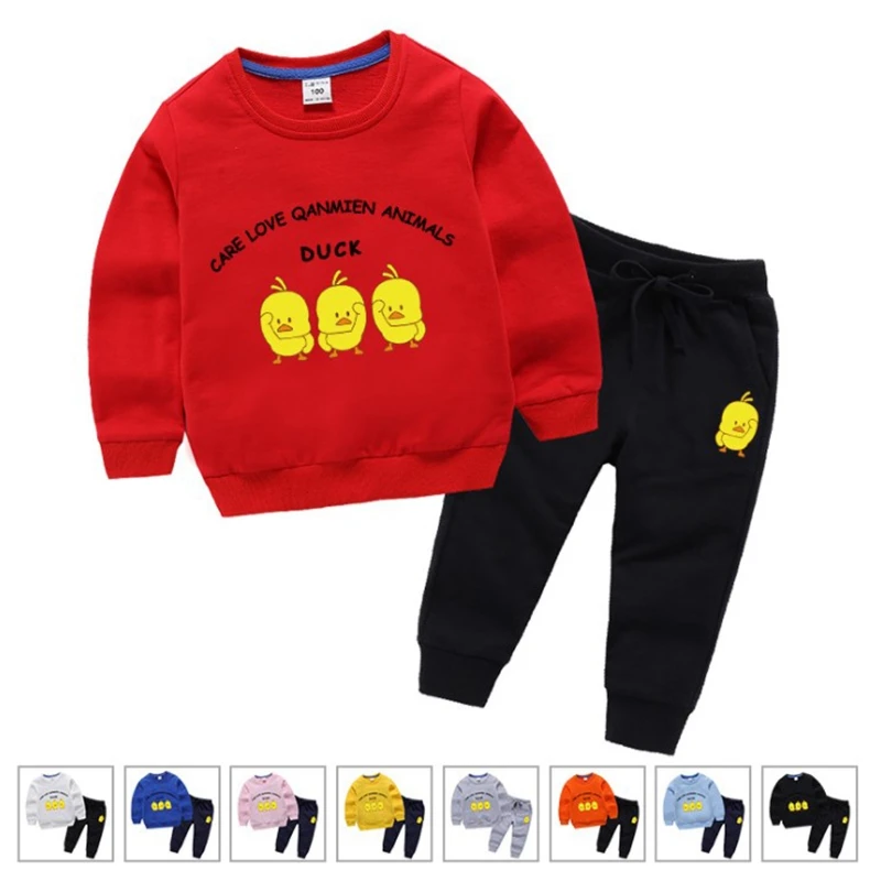 

Spring and autumn 100% Cotton Cartoon Prints Long Sleeved Shirts Pants Boys Girls Clothing Sets tracksuit Clothes Costume