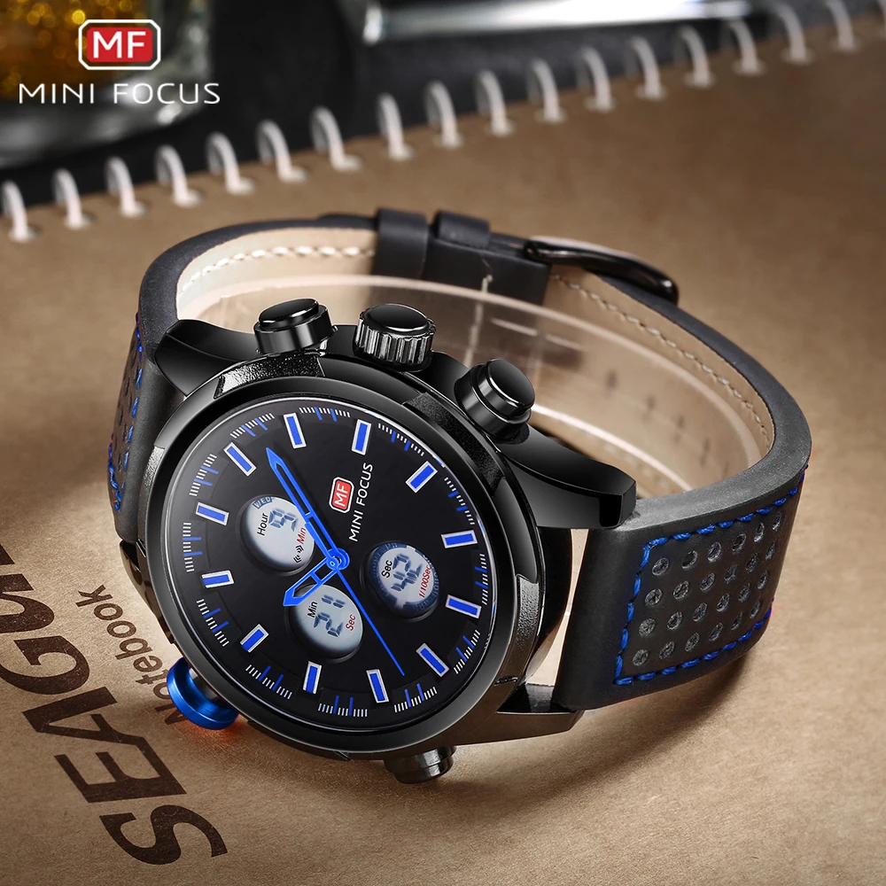 Часы мужские кварцевые с двойным циферблатом модные повседневные спортивные