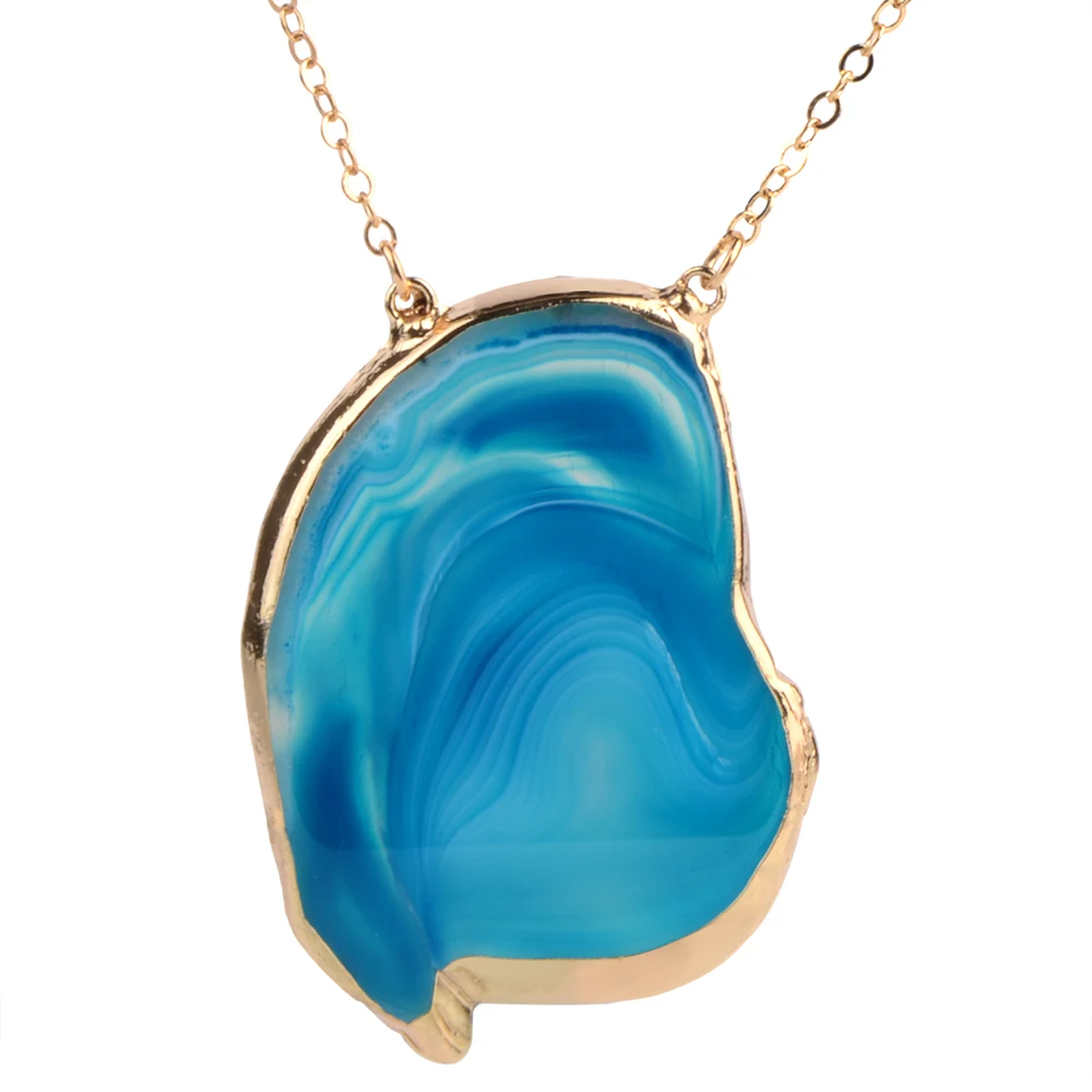 

Chanfar Fashion Natural Stone Slice Agates Pendants Charm for Women Gold Color Geometric Irregular Necklaces Jewelry