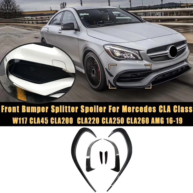 

6Pcs Carbon Car Bumper Splitter Spoiler Side Air Vent Canard Trim Kit for Mercedes-Benz CLA CLA200 220 250 260 2016-2019