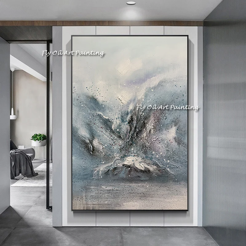 

Белая Синяя абстрактная картина на холсте 100% ручная работа картина маслом украшение для спальни океан серый искусство на стену морские кар...