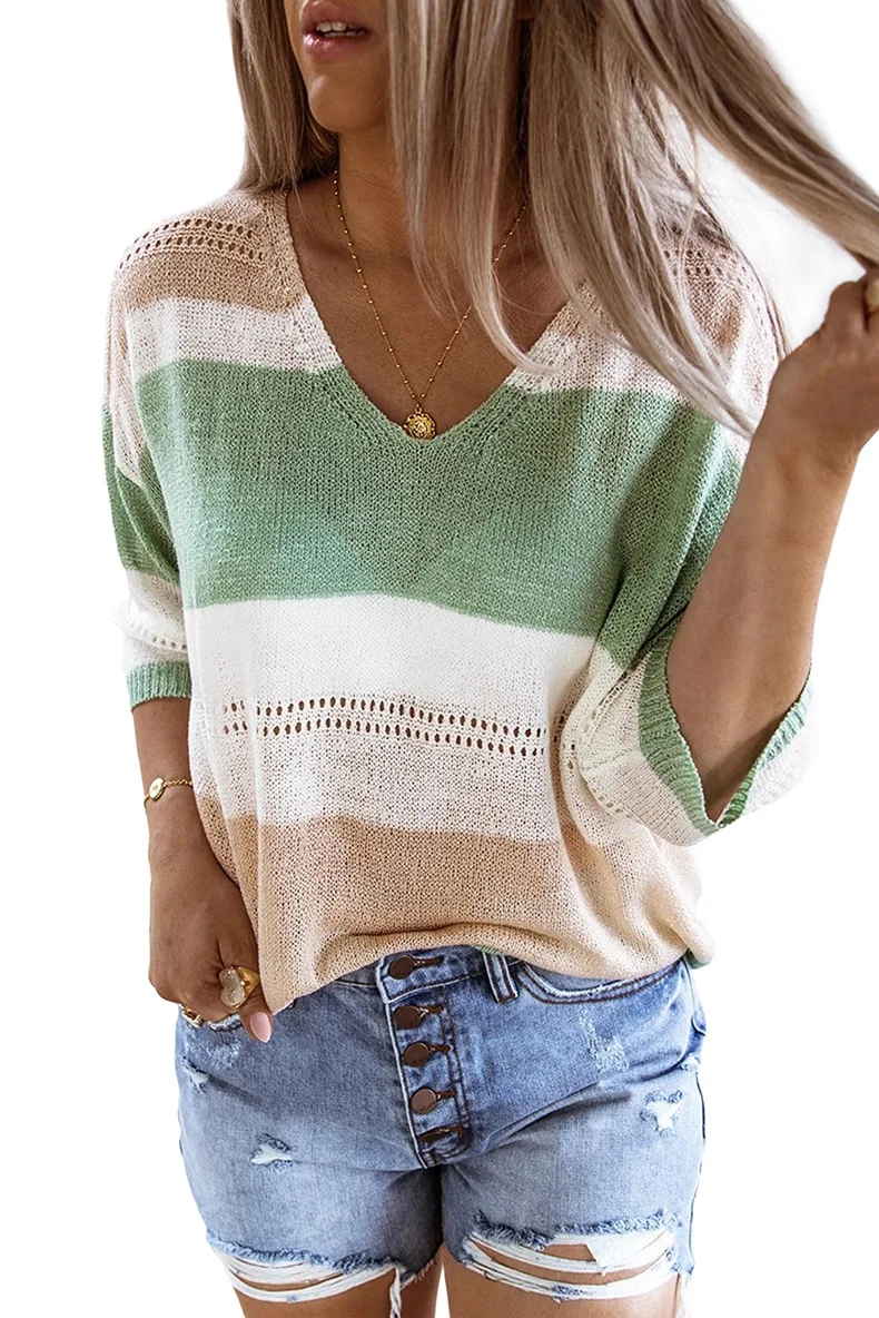 

Doropshipping New autumn and winter women's Striped knit sweaters