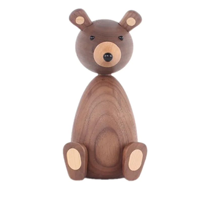 

Украшения в виде животных AU -Solid Wood, скульптура маленького коричневого медведя, украшения для входа в спальню, гостиную