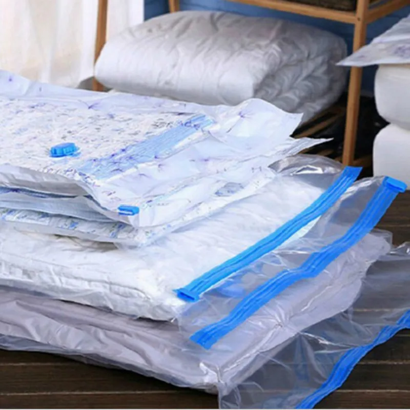 3pcs/lot Домашние вакуумные сумки для хранения одежды сумка с клапаном прозрачная граница складной сжатый Органайзер Экономия пространства пакет уплотнения