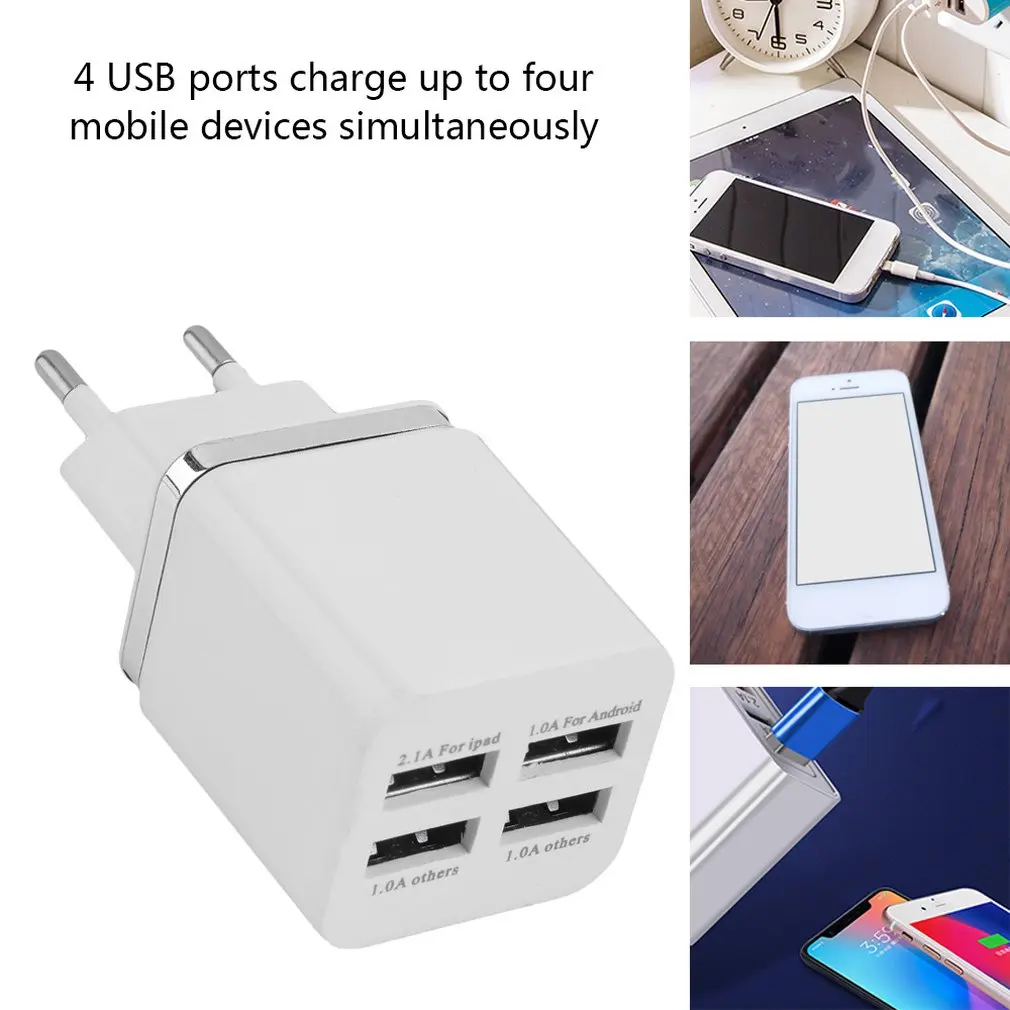 В наличии! Белый 4 порта USB путешествия настенное зарядное устройство мульти блок