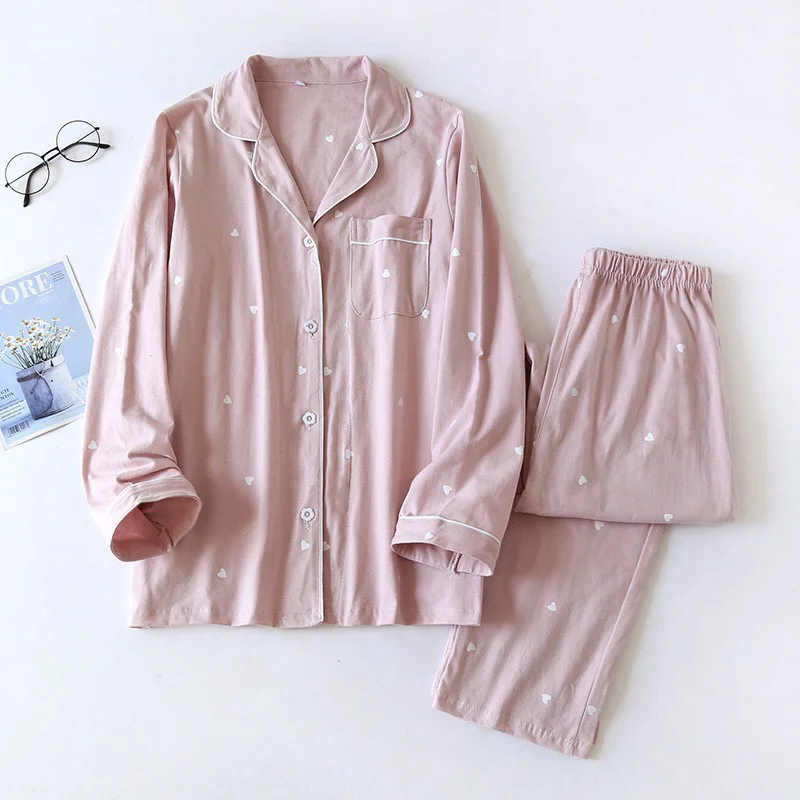 Женский хлопковый комплект с длинным рукавом домашняя одежда большого размера