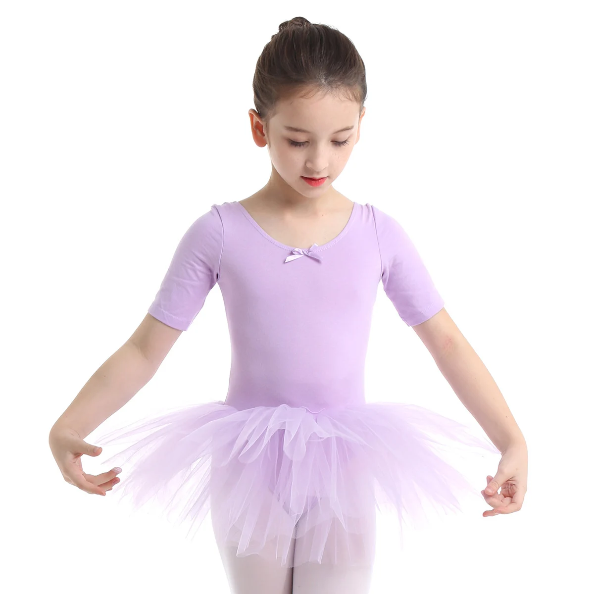 MSemis Kids Girls Ballet Dress Half Sleeves Cotton Dance Ballet Tutu ...