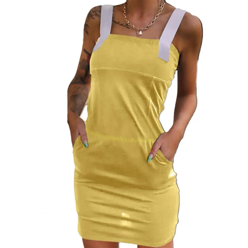 

Sexy Dress Summer Sleeveless All-match Summer Women Sexy Pockets Off Shoulder Dress Women Sexy Dress платье летнее женское2021
