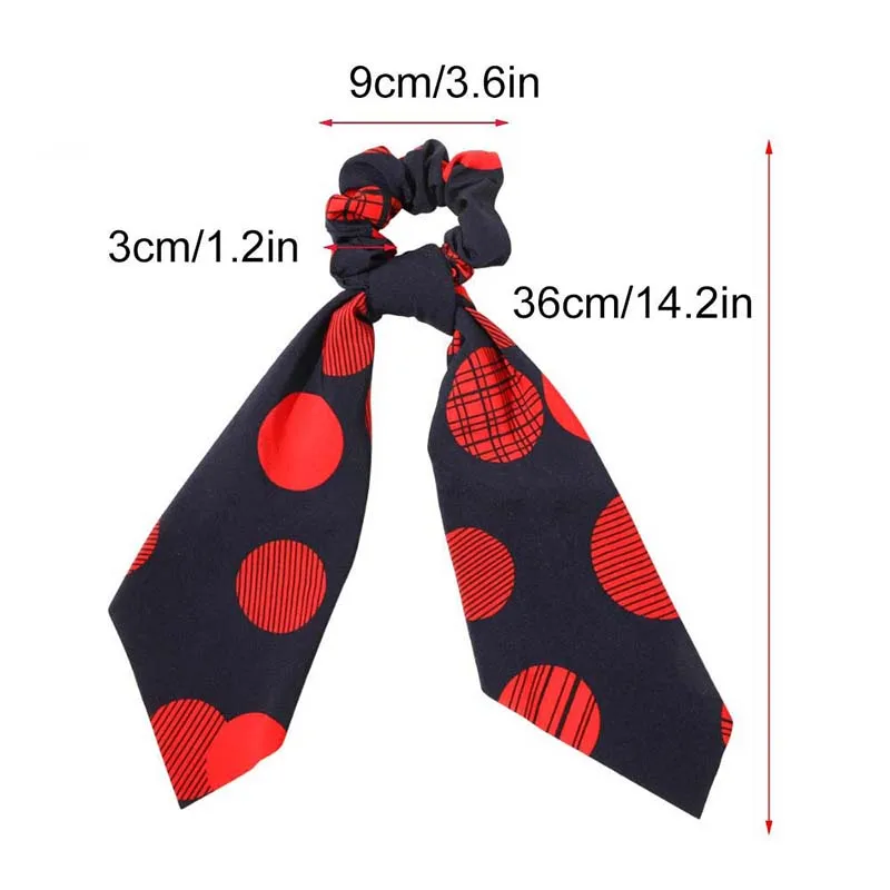 

New Women Streamers Scrunchies Polka Dot Print Elastic Hair Bands Bow Hair Rope Striped Ribbon Hair Ties Accessories Headwear