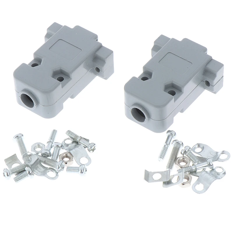 

5Sets/lot Connector Serial DB9 & Grey Hood DB9 Plastic Shell With Screws