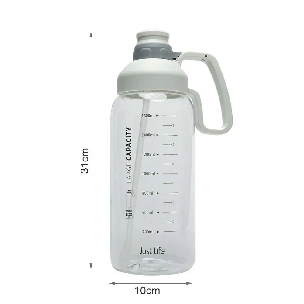 

Large Capacity Water Bottle Portable Transparent 1.8L Soport Kettle with Straw Leakproof Water Bottle for Fitness Workout