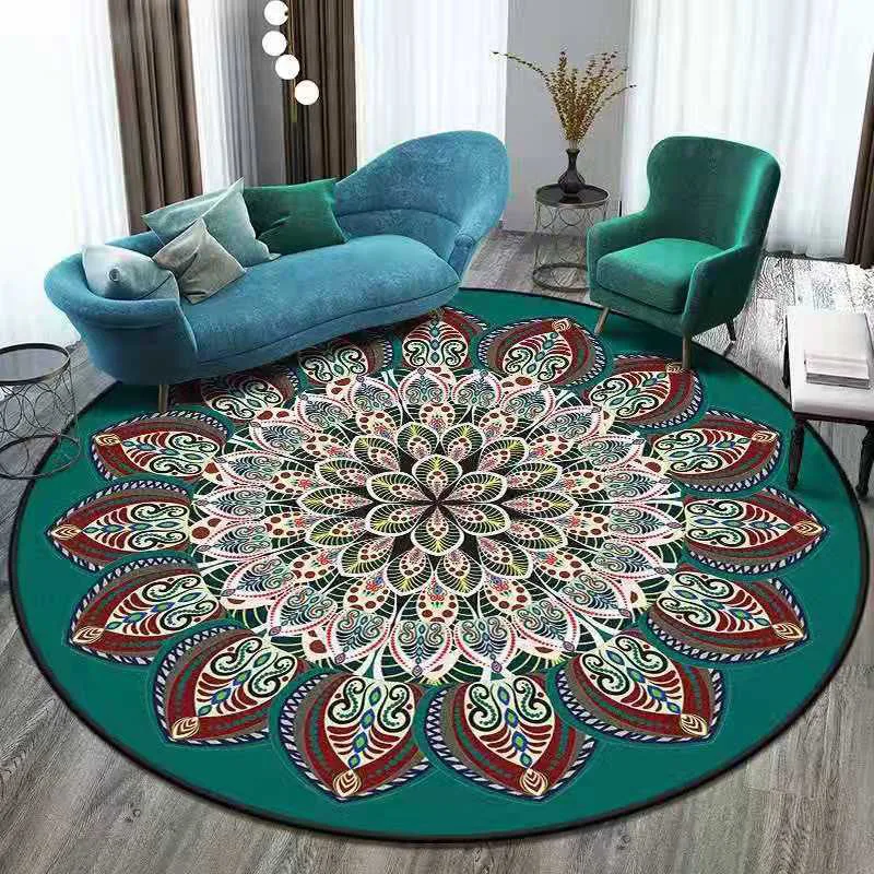 

Retro Bohemian Round Carpet Enthnic Living Room Area Rugs Large Anti Slip Floor Mat for Bedroom Vintage Mandala Carpet and Rugs