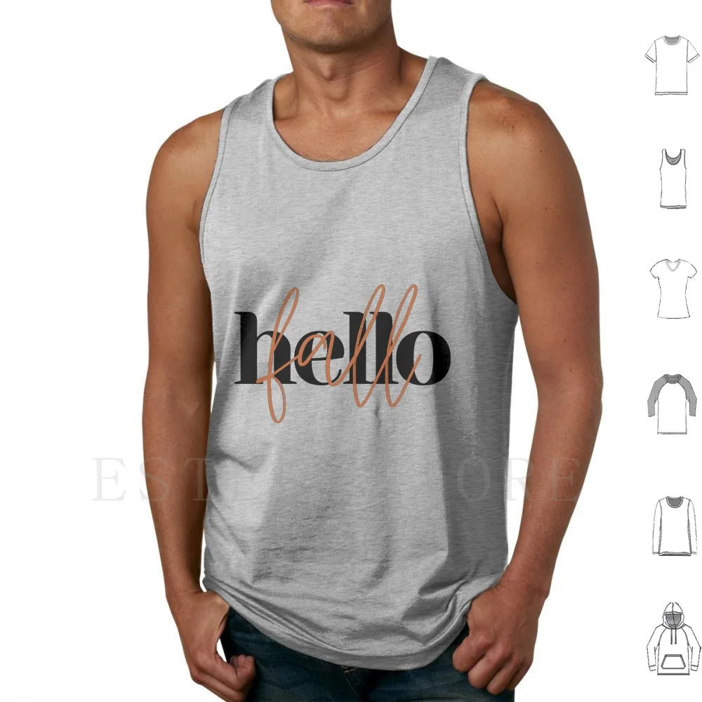 

Майка с надписью Hello Fall, без рукавов, сезон сезона осень-зима, с листьями