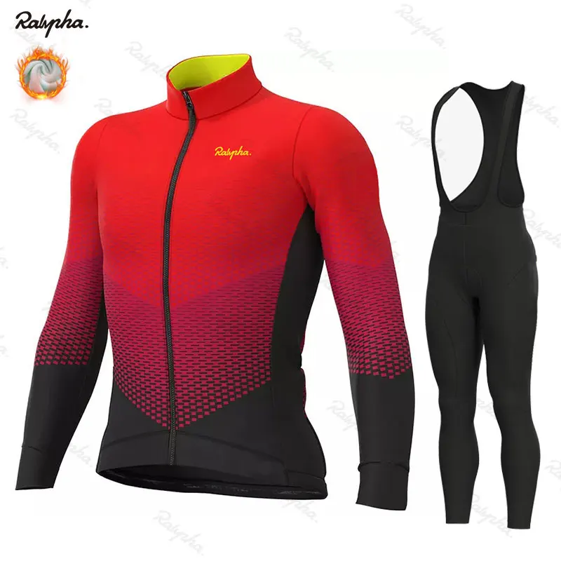 

Ralvpha Winter Thermal Fleece Set Cycling Clothes Men Jersey Suit Sport Riding Bike Clothing Bib Pants Warm Sets Ropa Ciclismo