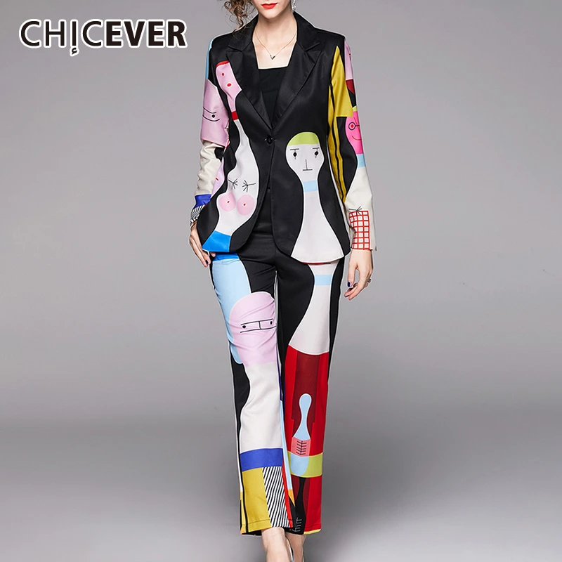 Женский костюм с отложным воротником GALCAUR блейзер длинными рукавами и штаны