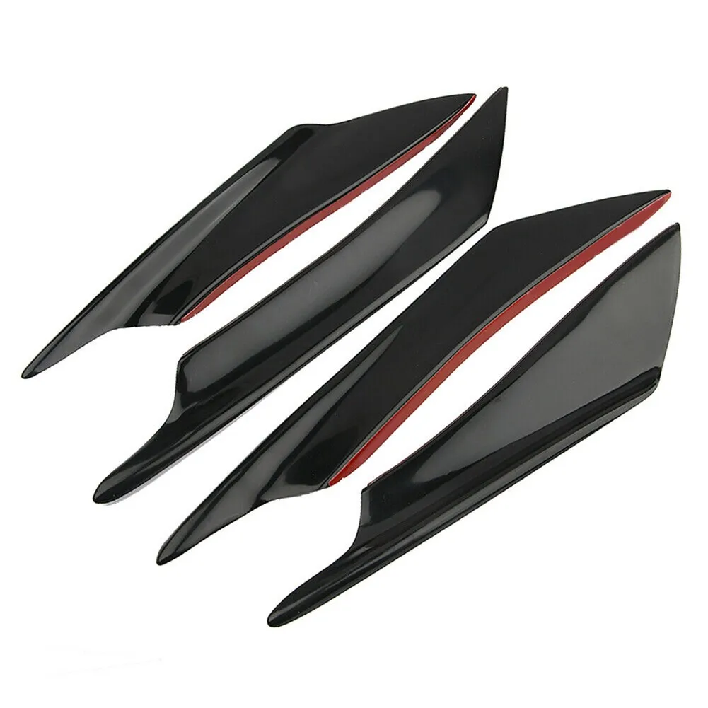 

4x Gloss Black Car Front Bumper Fin Canard Splitter Diffuser Valence Spoiler Lip Car Front Bumper Spoilers