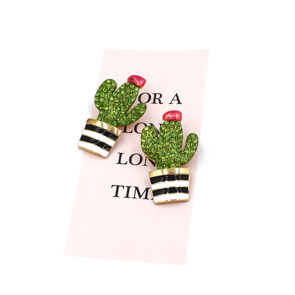 Vodeshanliwen Fashion Cactus Annulus Earrings 2019 New Designs Rhinestone Stud For Women Party Accessory | Украшения и аксессуары