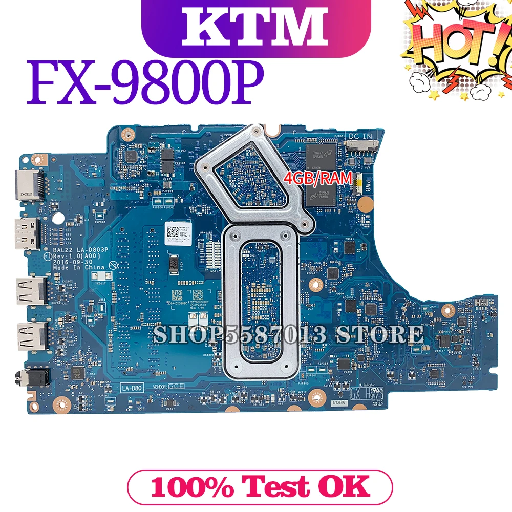 Billig Für NEUE DELL Inspiron 15 BAL23 DELL 5565 LA-D803P Laptop Motherboard Mainboard 100% Test Arbeit OK FX-9800P CPU AMD PM