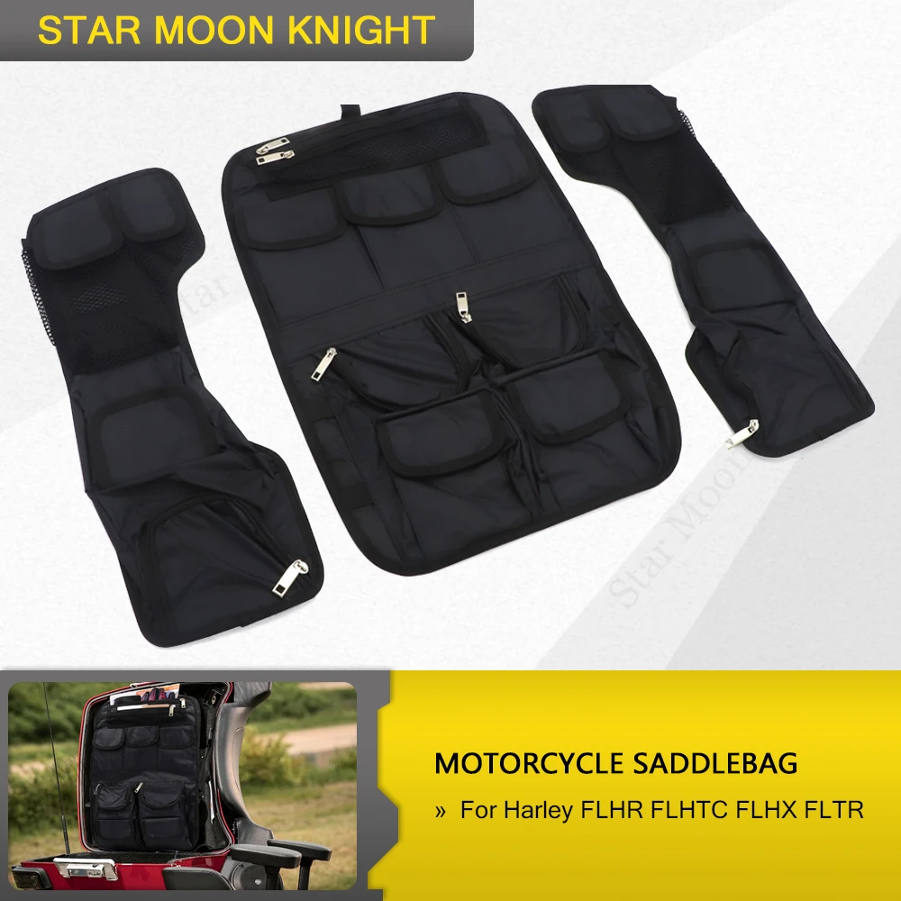 Мотоцикл черный седельная сумка тур пакет крышка органайзер для Харлей FLHR FLHTC FLHX